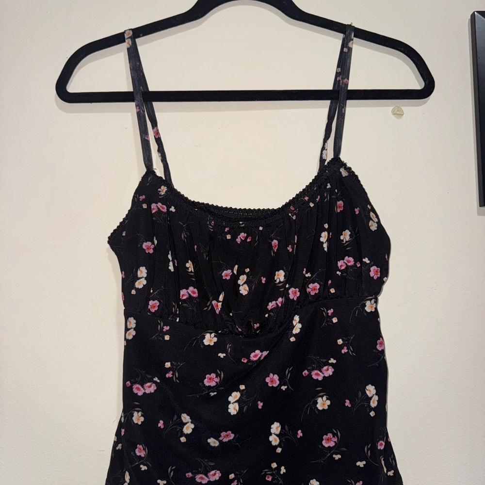 Urban Outfitters Black and Pink Floral Camisole